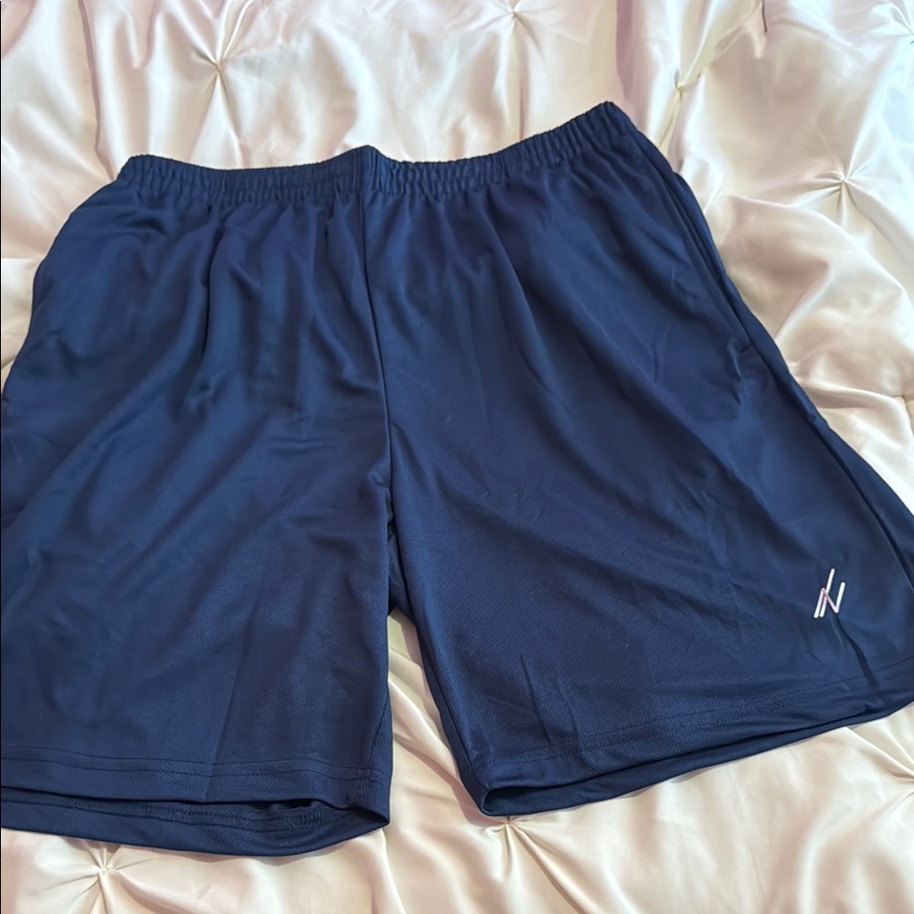 Blue Athletic Shorts with Elastic Waistband